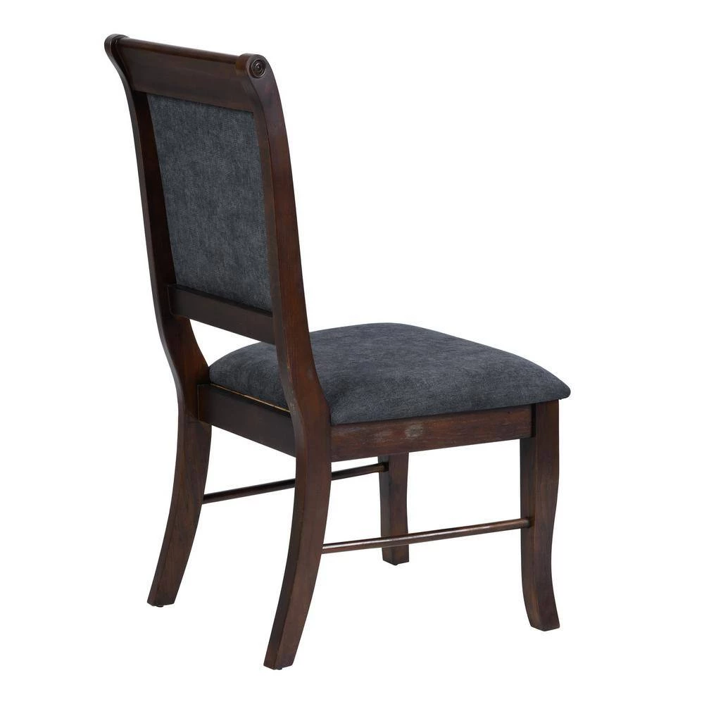 Zaim Brown Fabirc Upholstered Dining Chairs with Solid Wood Legs (Set of 2) by Homy Casa 9 Zaim Brown Fabirc Upholstered Dining Chairs with Solid Wood Legs (Set of 2) by Homy Casa - Image 7