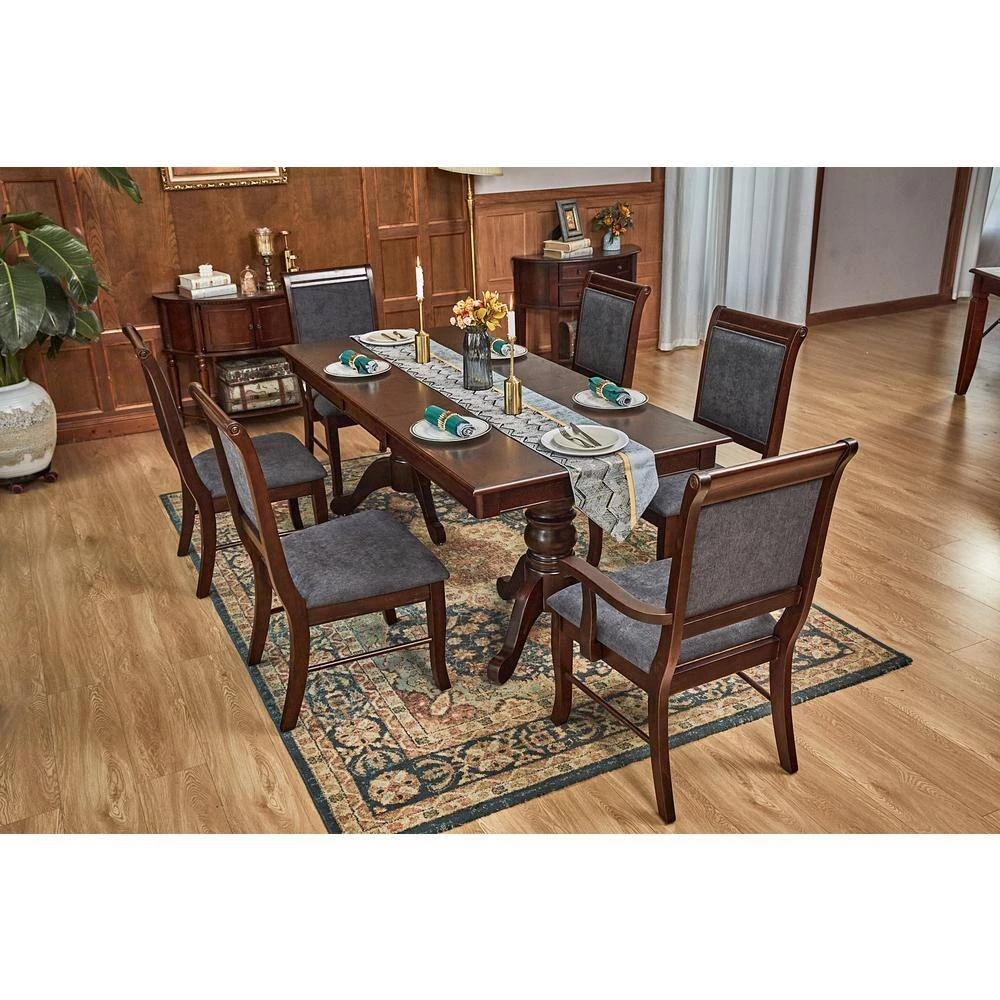 Zaim Brown Fabirc Upholstered Dining Chairs with Solid Wood Legs (Set of 2) by Homy Casa 13 Zaim Brown Fabirc Upholstered Dining Chairs with Solid Wood Legs (Set of 2) by Homy Casa - Image 11