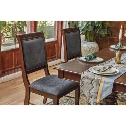 Zaim Brown Fabirc Upholstered Dining Chairs with Solid Wood Legs (Set of 2) by Homy Casa 16 Zaim Brown Fabirc Upholstered Dining Chairs with Solid Wood Legs (Set of 2) by Homy Casa -Homy Casa Shop brown homy casa dining chairs zaim dining chair 2pcs 77 1000