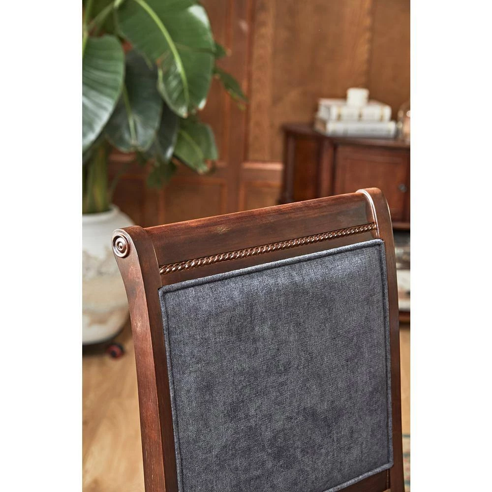 Zaim Brown Fabirc Upholstered Dining Chairs with Solid Wood Legs (Set of 2) by Homy Casa 11 Zaim Brown Fabirc Upholstered Dining Chairs with Solid Wood Legs (Set of 2) by Homy Casa - Image 9