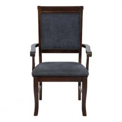 Zaim Brown Fabric Upholstered Arm Dining Chairs with Solid Wood Legs (Set of 2) by Homy Casa 18 Zaim Brown Fabric Upholstered Arm Dining Chairs with Solid Wood Legs (Set of 2) by Homy Casa -Homy Casa Shop brown homy casa dining chairs zaim dining chair armrest 4f 1000