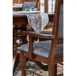 Zaim Brown Fabric Upholstered Arm Dining Chairs with Solid Wood Legs (Set of 2) by Homy Casa 22 Zaim Brown Fabric Upholstered Arm Dining Chairs with Solid Wood Legs (Set of 2) by Homy Casa -Homy Casa Shop brown homy casa dining chairs zaim dining chair armrest 76 1000