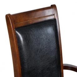 Zaman Brown Faux Leather Upholstered Arm Dining Chairs with Solid Wood Legs (Set of 2) by Homy Casa -Homy Casa Shop brown homy casa dining chairs zaman dining chair armrest 66 1000