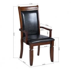 Zaman Brown Faux Leather Upholstered Arm Dining Chairs with Solid Wood Legs (Set of 2) by Homy Casa -Homy Casa Shop brown homy casa dining chairs zaman dining chair armrest 76 1000