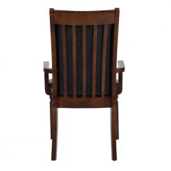 Zaman Brown Faux Leather Upholstered Arm Dining Chairs with Solid Wood Legs (Set of 2) by Homy Casa -Homy Casa Shop brown homy casa dining chairs zaman dining chair armrest fa 1000