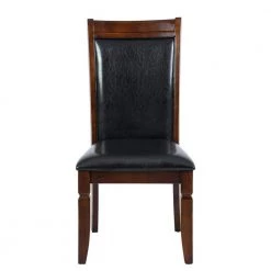 Zaman Brown Faux Leather Upholstered Dining Chairs with Solid Wood Legs (Set of 4) by Homy Casa -Homy Casa Shop brown homy casa dining chairs zaman dining chair c3 1000