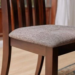 Zareef Brown Fabric Upholstered Dining Chairs with Solid Wood Legs (Set of 4) by Homy Casa -Homy Casa Shop brown homy casa dining chairs zareef dining chair 76 1000