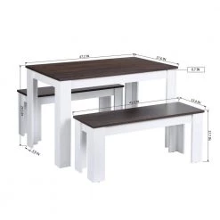 Gabina 3-Piece Retangular Walnut Manuefactured Wood Top Dininig Table Set Seats 4 by Homy Casa -Homy Casa Shop brown homy casa dining room sets gabina walnut fa 1000