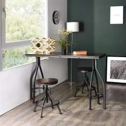 Eileen 3-Piece Brown Wood Top Bar Table Set by Homy Casa -Homy Casa Shop brown homy casa dining room sets hd eileen 31 1000