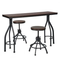 Eileen 3-Piece Brown Wood Top Bar Table Set by Homy Casa