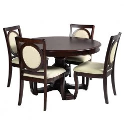 Tirzah 5-Piece Solid Wood Top Brown Dining Set by Homy Casa