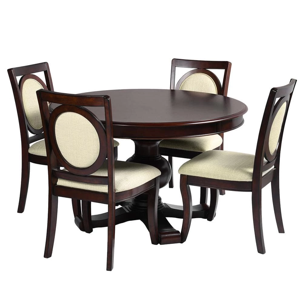 Tirzah 5-Piece Solid Wood Top Brown Dining Set by Homy Casa 3 Tirzah 5-Piece Solid Wood Top Brown Dining Set by Homy Casa