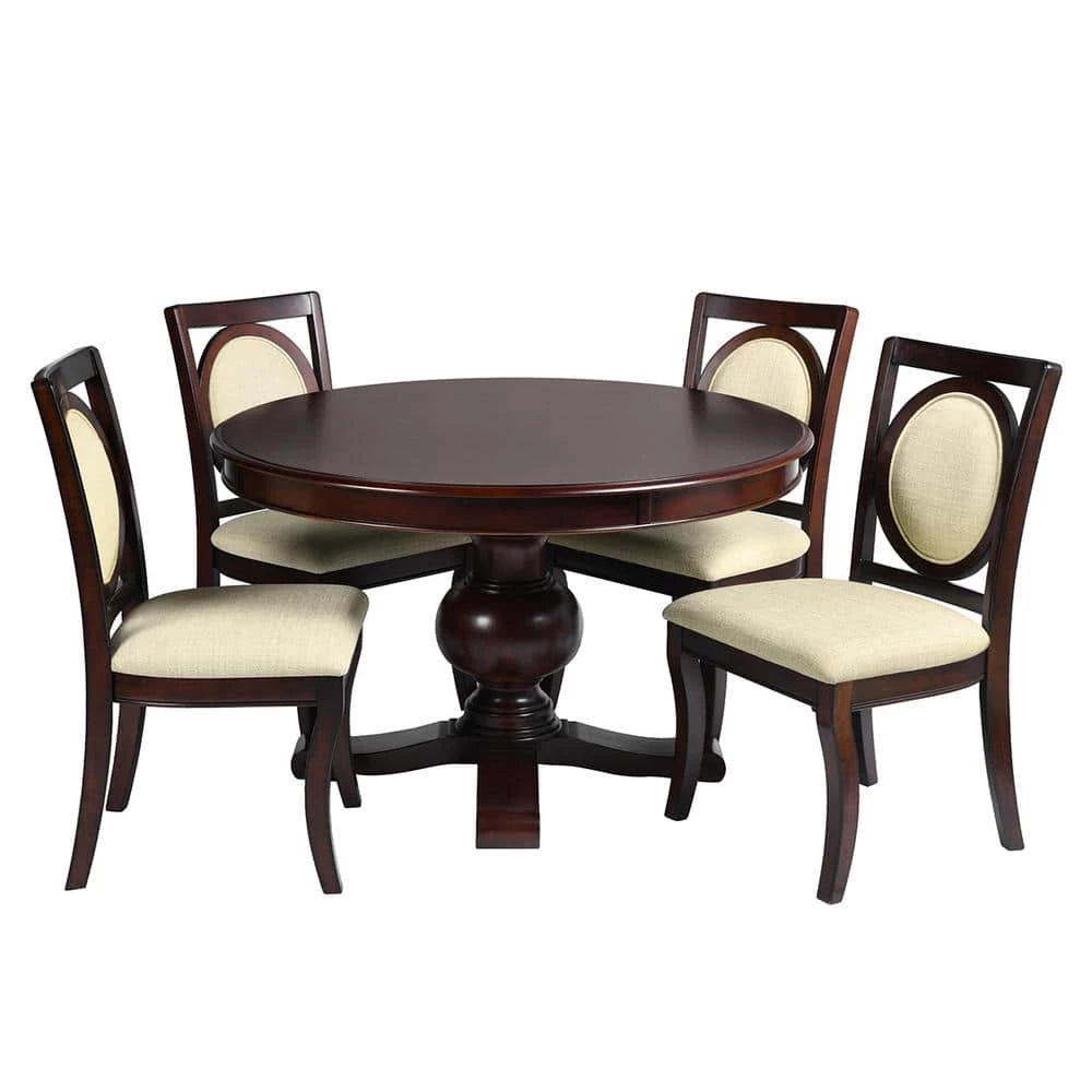 Tirzah 5-Piece Solid Wood Top Brown Dining Set by Homy Casa 7 Tirzah 5-Piece Solid Wood Top Brown Dining Set by Homy Casa - Image 5