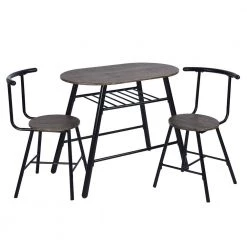 Peat 3-Piece Dark Brown Breakfast Bar Table Chair Set by Homy Casa