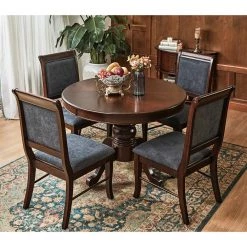 Zackary 5-Piece Round Brown Wood Top Table Dining Set ( Seats 4 ) by Homy Casa -Homy Casa Shop brown homy casa dining room sets zackary dining set 31 1000