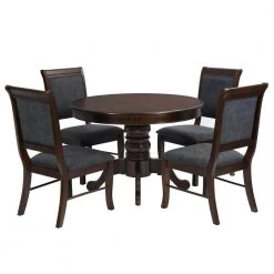 Zackary 5-Piece Round Brown Wood Top Table Dining Set ( Seats 4 ) by Homy Casa