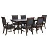 Zaim 7-Piece Rectangular Brown Wood Top Table Extendable Dining Set ( Seats 6) by Homy Casa -Homy Casa Shop brown homy casa dining room sets zaim dining set 64 1000