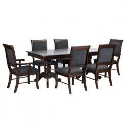 Zaim 7-Piece Rectangular Brown Wood Top Table Extendable Dining Set ( Seats 6) by Homy Casa