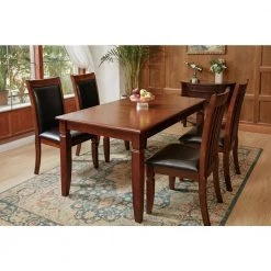 Zaman 7-Piece Rectangular Brown Wood Top Table Extendable Dining Set ( Seats 6) by Homy Casa -Homy Casa Shop brown homy casa dining room sets zaman dining set 31 1000