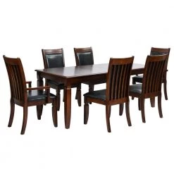 Zaman 7-Piece Rectangular Brown Wood Top Table Extendable Dining Set ( Seats 6) by Homy Casa