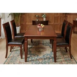Zaman 7-Piece Rectangular Brown Wood Top Table Extendable Dining Set ( Seats 6) by Homy Casa -Homy Casa Shop brown homy casa dining room sets zaman dining set 77 1000