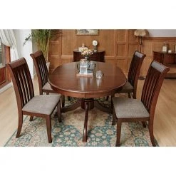 Zareef 5-Piece Round/Oval Brown Wood Top Table Extendable Dining Set ( Seats 4 ) by Homy Casa -Homy Casa Shop brown homy casa dining room sets zareef dining set 31 1000