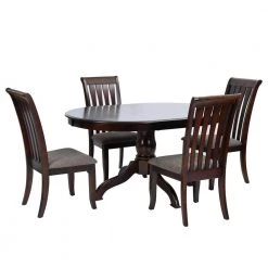 Zareef 5-Piece Round/Oval Brown Wood Top Table Extendable Dining Set ( Seats 4 ) by Homy Casa