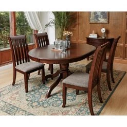 Zareef 5-Piece Round/Oval Brown Wood Top Table Extendable Dining Set ( Seats 4 ) by Homy Casa -Homy Casa Shop brown homy casa dining room sets zareef dining set 77 1000