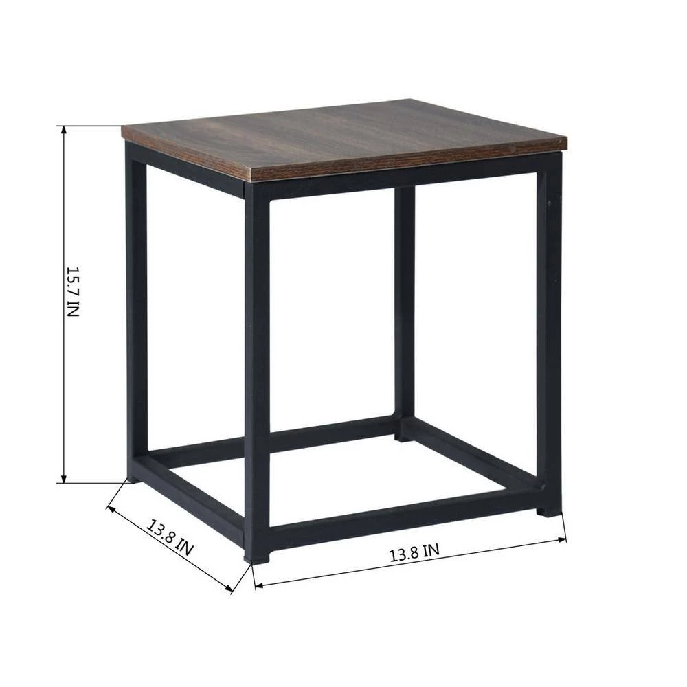 Facto 13.8 in. Brown MDF End Table by Homy Casa 7 Facto 13.8 in. Brown MDF End Table by Homy Casa - Image 5