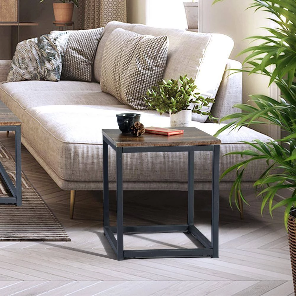 Facto 13.8 in. Brown MDF End Table by Homy Casa 4 Facto 13.8 in. Brown MDF End Table by Homy Casa - Image 2