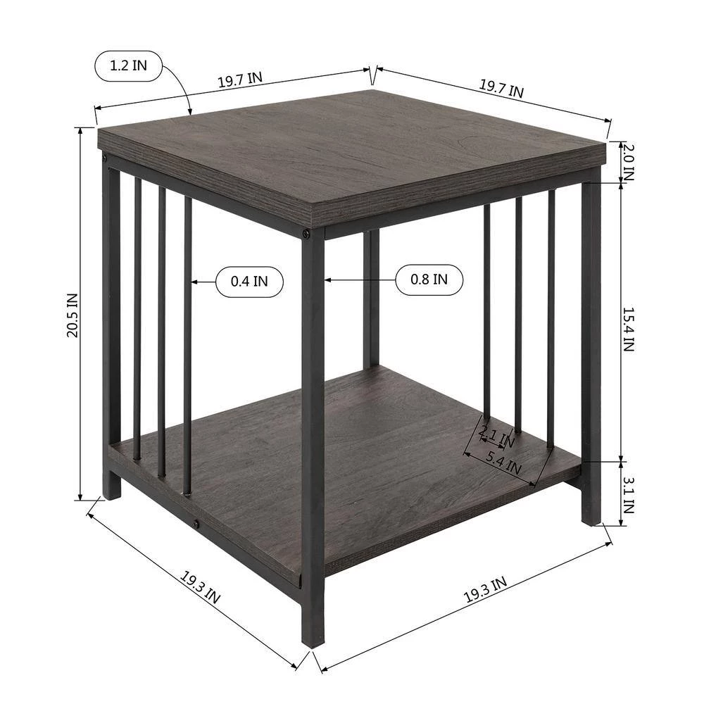 ZEN 19.7 in. Brown Square Wooden End Table by Homy Casa 8 ZEN 19.7 in. Brown Square Wooden End Table by Homy Casa - Image 6