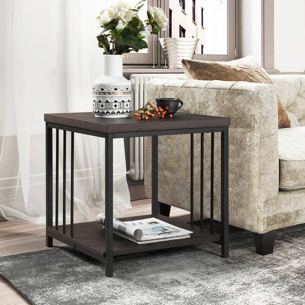 ZEN 19.7 in. Brown Square Wooden End Table by Homy Casa 4 ZEN 19.7 in. Brown Square Wooden End Table by Homy Casa - Image 2