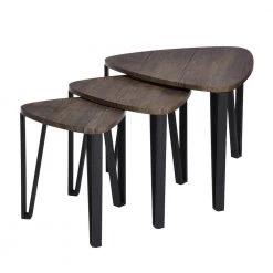 Kauwhata Brown 3-Piece Nesting Coffee Tables by Homy Casa