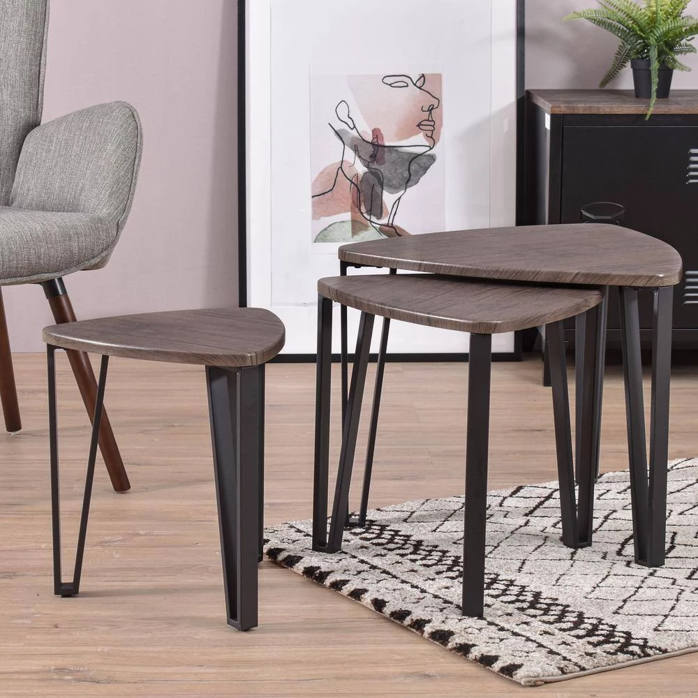 Kauwhata Brown 3-Piece Nesting Coffee Tables by Homy Casa 5 Kauwhata Brown 3-Piece Nesting Coffee Tables by Homy Casa - Image 3