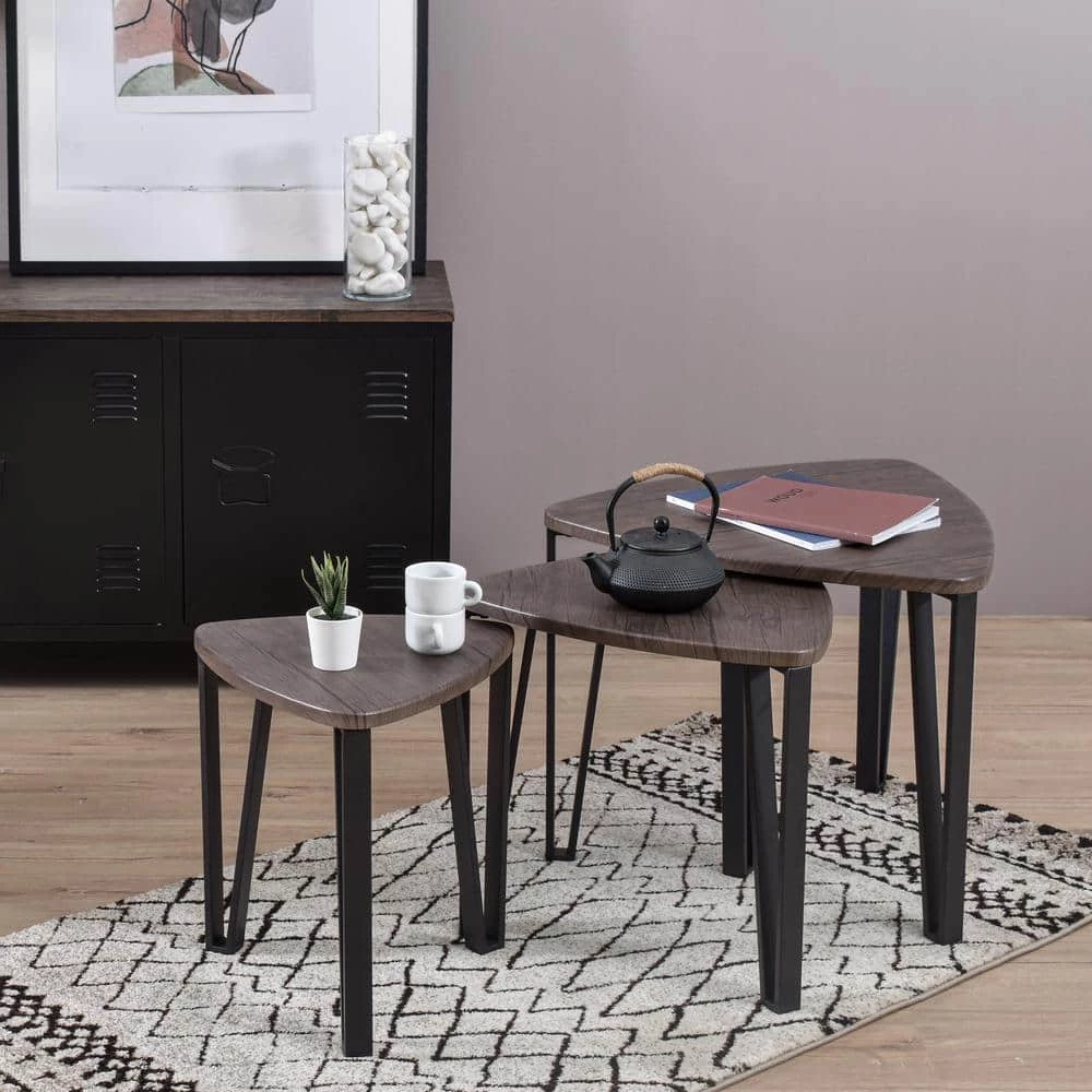 Kauwhata Brown 3-Piece Nesting Coffee Tables by Homy Casa 6 Kauwhata Brown 3-Piece Nesting Coffee Tables by Homy Casa - Image 4