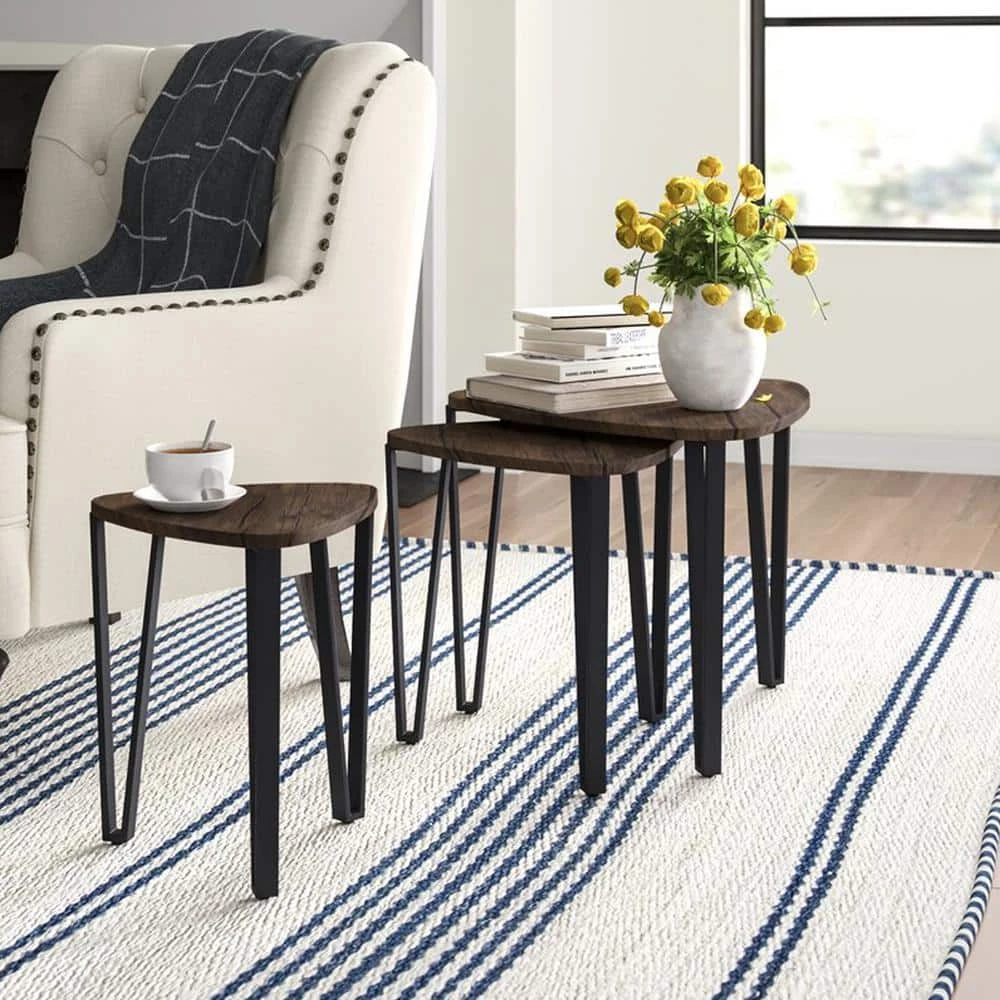 Kauwhata Brown 3-Piece Nesting Coffee Tables by Homy Casa 4 Kauwhata Brown 3-Piece Nesting Coffee Tables by Homy Casa - Image 2