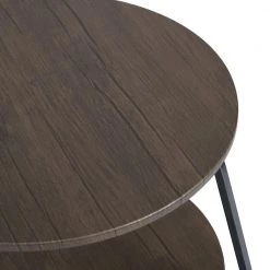 Konya 18 in. Walnut Modern Round Black Frame Walnut 2-Tier End Table by Homy Casa -Homy Casa Shop brown homy casa end side tables konya 246t 44 1000