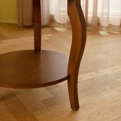 Messina 20.3 in. W Brown Round Solid Wood End Table With Drawer by Homy Casa -Homy Casa Shop brown homy casa end side tables messina 1d 1000