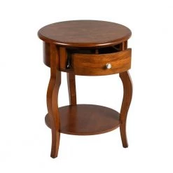 Messina 20.3 in. W Brown Round Solid Wood End Table With Drawer by Homy Casa -Homy Casa Shop brown homy casa end side tables messina 44 1000