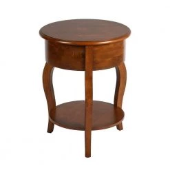 Messina 20.3 in. W Brown Round Solid Wood End Table With Drawer by Homy Casa -Homy Casa Shop brown homy casa end side tables messina 76 1000
