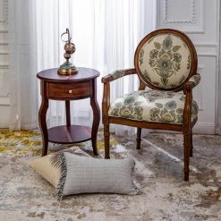 Messina 20.3 in. W Brown Round Solid Wood End Table With Drawer by Homy Casa -Homy Casa Shop brown homy casa end side tables messina 77 1000