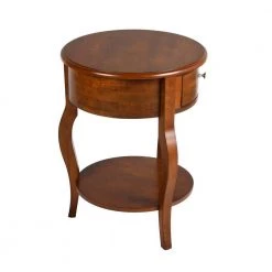 Messina 20.3 in. W Brown Round Solid Wood End Table With Drawer by Homy Casa -Homy Casa Shop brown homy casa end side tables messina fa 1000