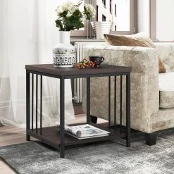 Zen 19.7 in. Brown Square MDF End Table by Homy Casa -Homy Casa Shop brown homy casa end side tables zen side table 40 1000