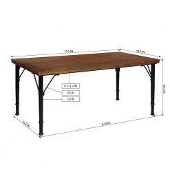 Amanda 70.1 in. Rectangle Rustic Brown Wood Top with Metal Frame Dining Table by Homy Casa -Homy Casa Shop brown homy casa kitchen dining tables hd amanda 44 1000
