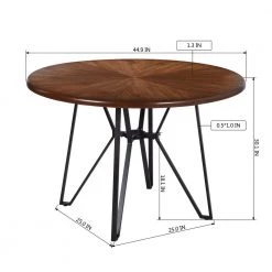 Irizo 44.9 in. Round Brown Wood Dining Table with Metal Frame by Homy Casa -Homy Casa Shop brown homy casa kitchen dining tables hd irizo 44 1000