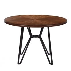 Irizo 44.9 in. Round Brown Wood Dining Table with Metal Frame by Homy Casa -Homy Casa Shop brown homy casa kitchen dining tables hd irizo c3 1000