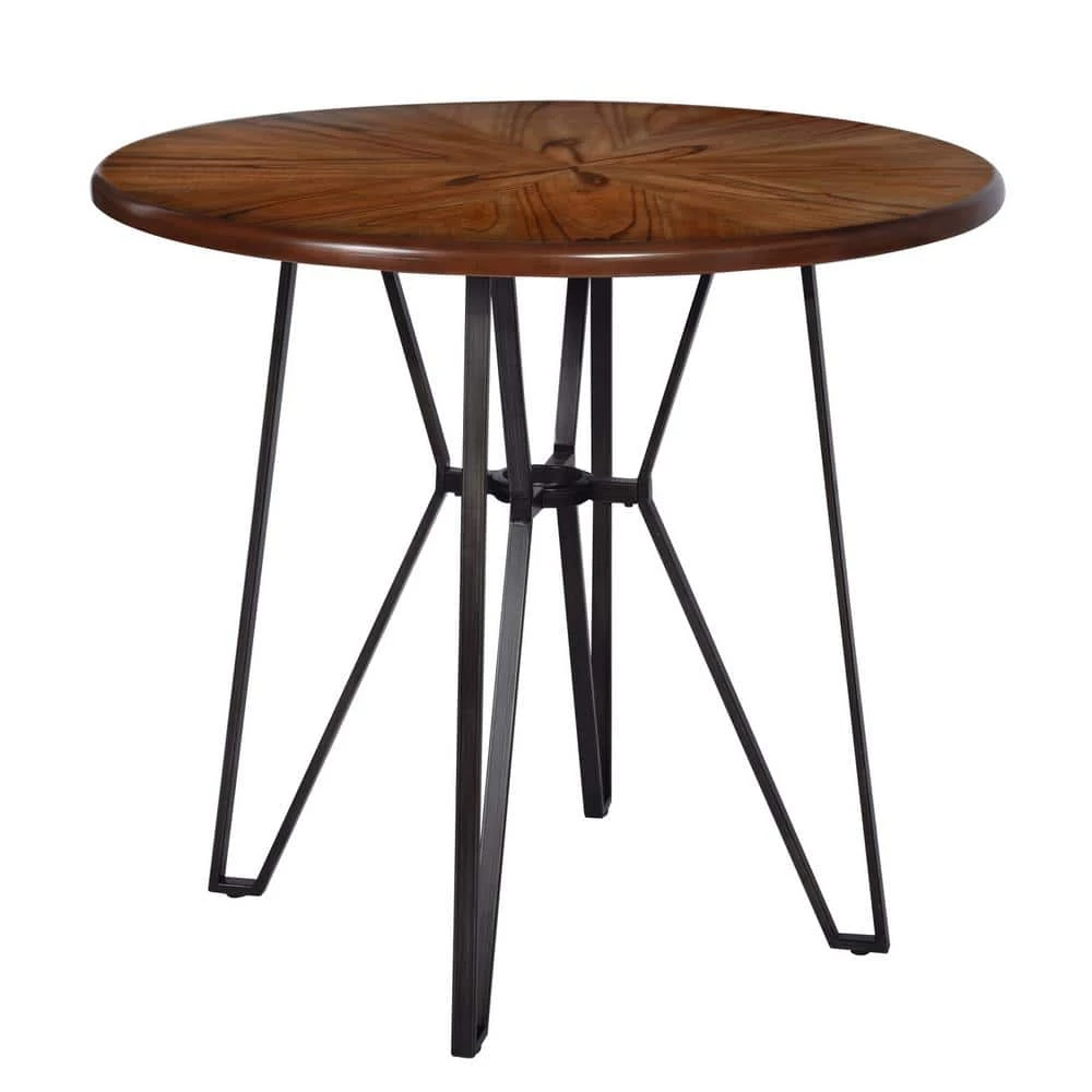 Irizo 40.0 in. Round Brown Wood Dining Table with Metal Frame by Homy Casa 7 Irizo 40.0 in. Round Brown Wood Dining Table with Metal Frame by Homy Casa - Image 5