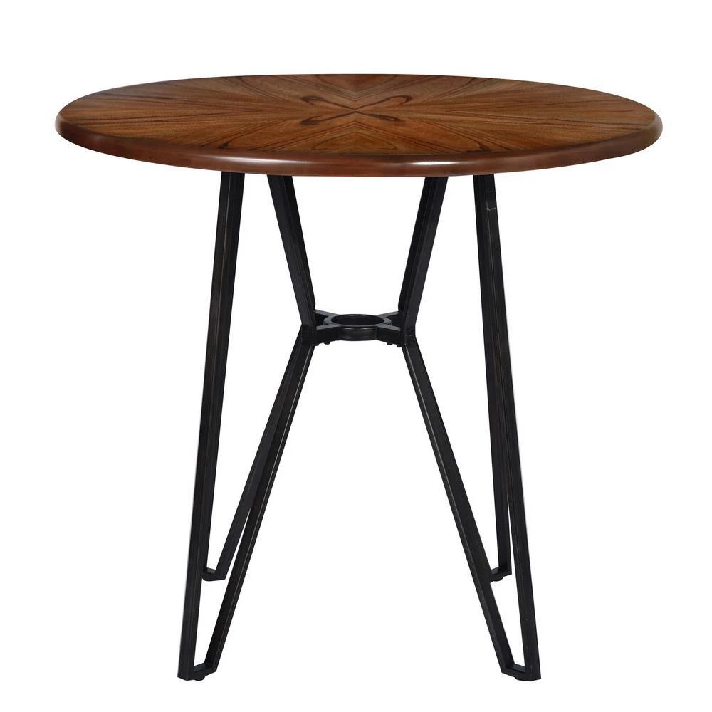 Irizo 40.0 in. Round Brown Wood Dining Table with Metal Frame by Homy Casa 5 Irizo 40.0 in. Round Brown Wood Dining Table with Metal Frame by Homy Casa - Image 3
