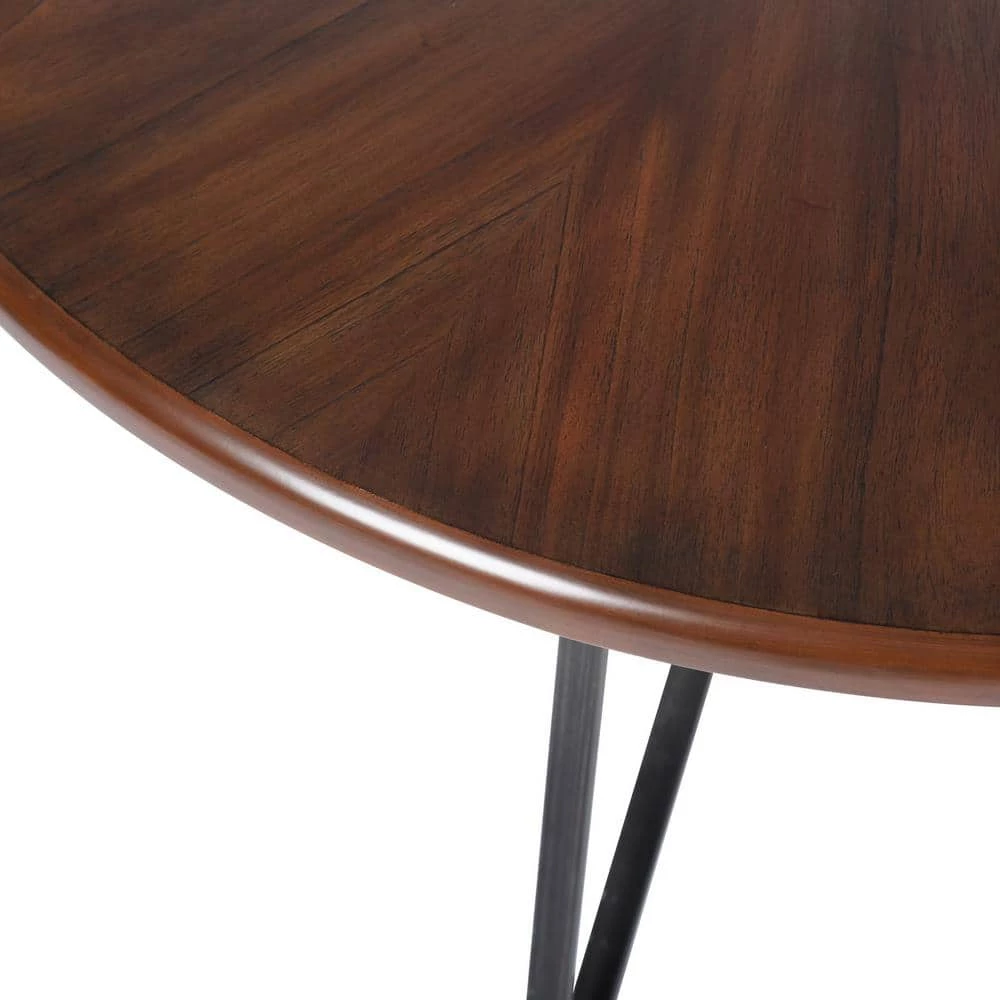Dining Table Brown Round MDF Wood Industrial Modern Big by Homy Casa 9 Dining Table Brown Round MDF Wood Industrial Modern Big by Homy Casa - Image 7