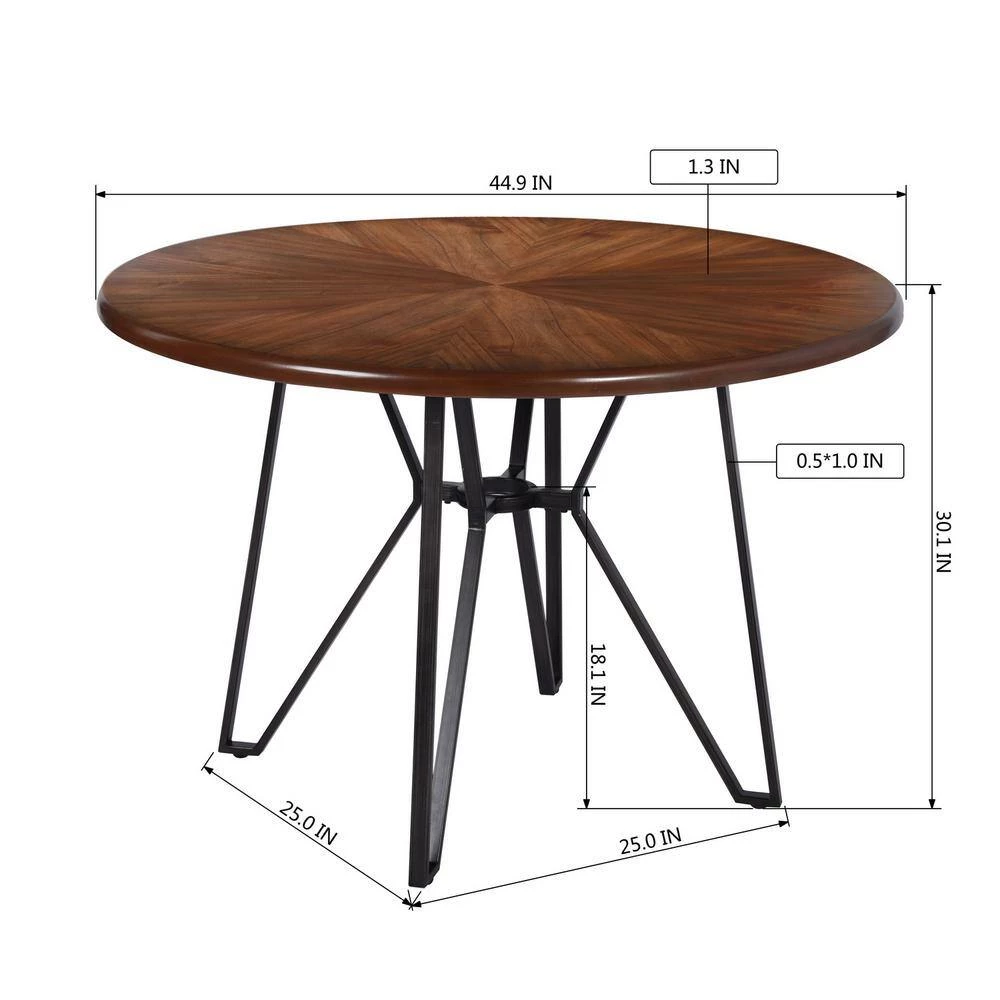 Dining Table Brown Round MDF Wood Industrial Modern Big by Homy Casa 7 Dining Table Brown Round MDF Wood Industrial Modern Big by Homy Casa - Image 5